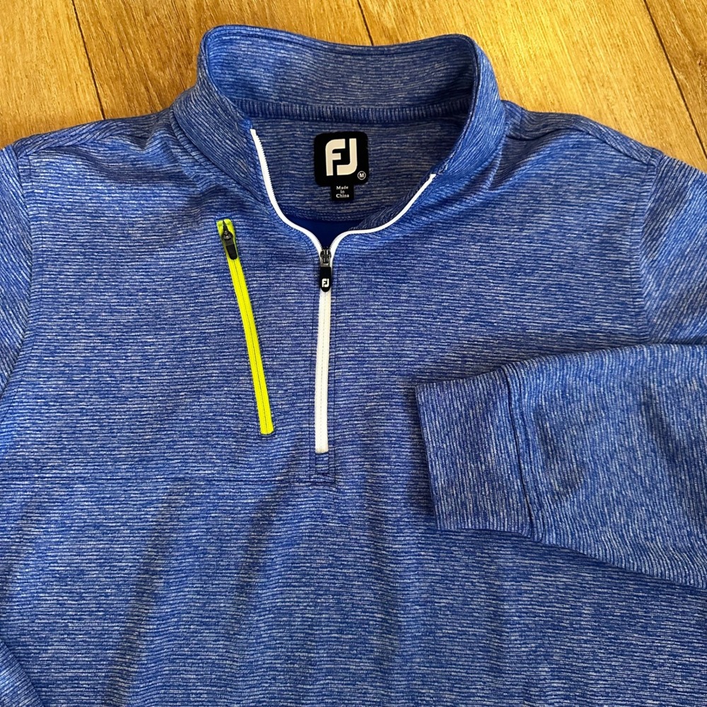 FootJoy Mens Blue Space Dye Quarter Zip Golf Pullover Jacket Size Medium FJ